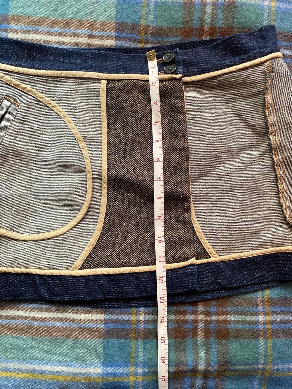 Vintage Nolita Denim Mini Skirt in Neutral Tones - Picture 5 of 6